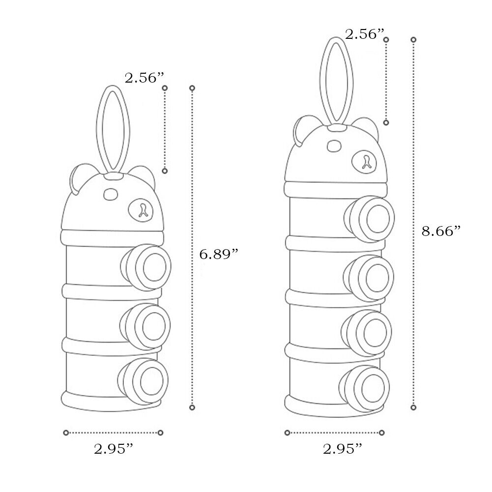 US 3-4 Layers Baby Formula Milk Powder Dispenser Infant Snack Storage Container