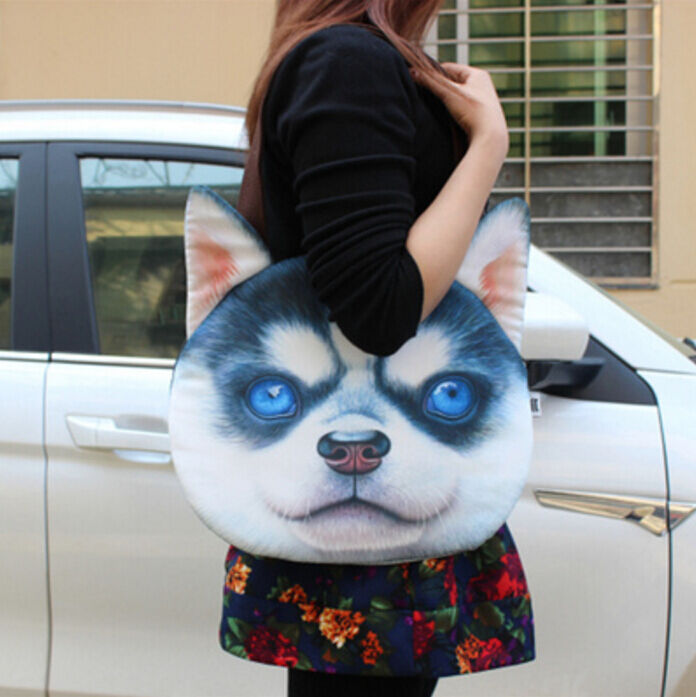 Magik Women Animal Muzzy 3D Cat Dog Tiger Face Zipper Shoulder Bag Tote Handbag