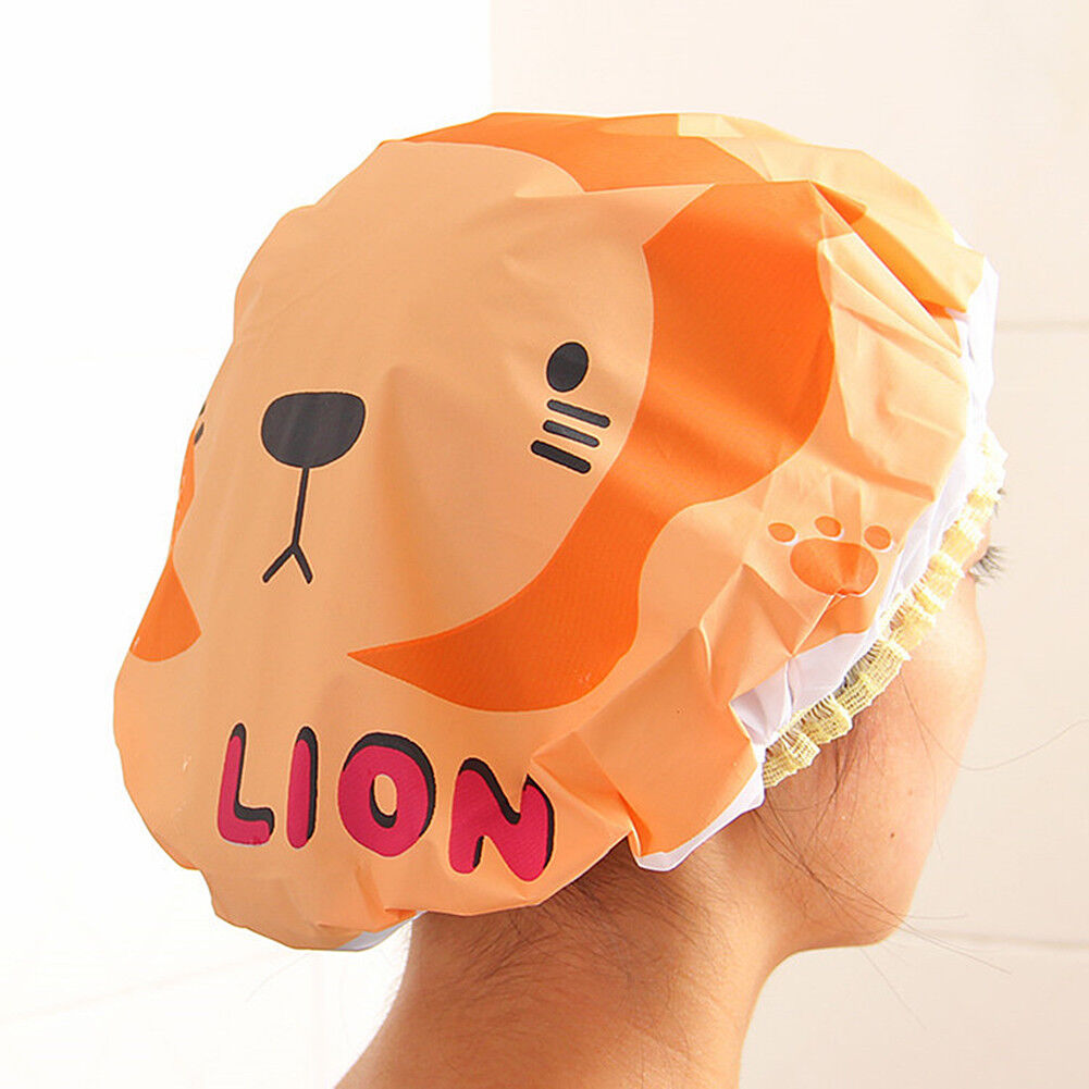 3-6 Pcs Women Shower Cap Waterproof Elastic Bath Hat Cleaning Hat Cute Kid Adult