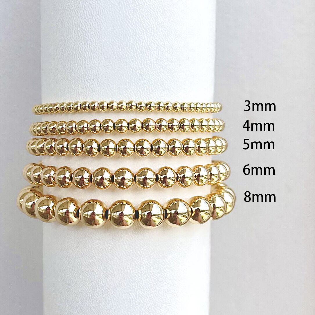 US Personalized 14k Gold Plated Name Stretch Bracelet Custom Mama Bracelet Gift