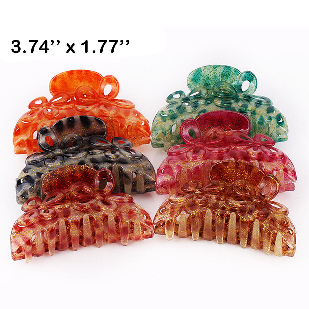 US 6~12 Pack Women Plastic Hair Claws Hair Clips Jumbo Various Styles Tortoise