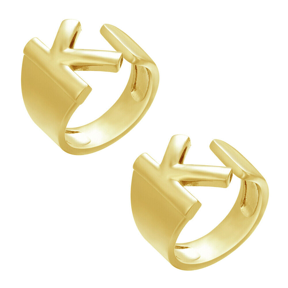 US Alphabet Letter A to Z Resizable Knuckle Ring Initial Gold Silver Letter Ring