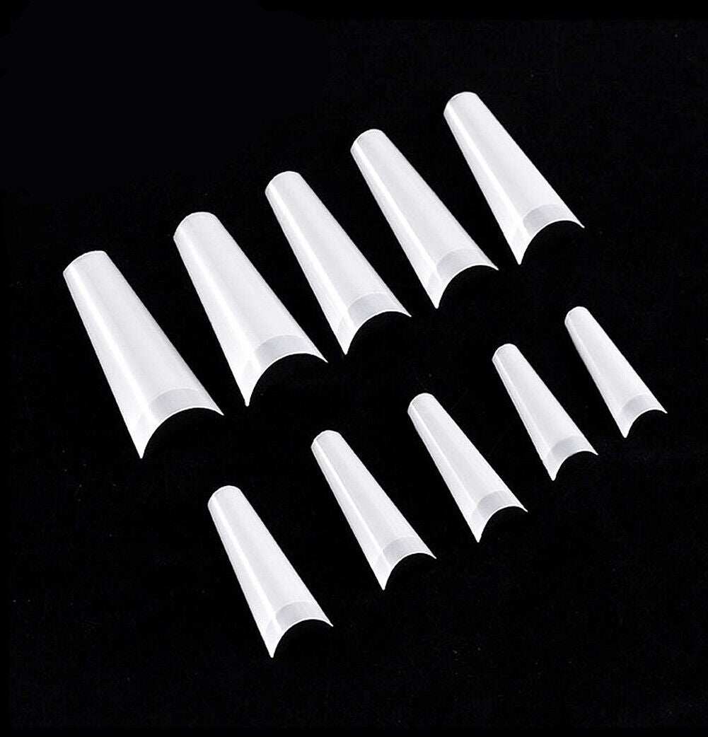 US 500-1000Pc Clear Natural Salon Half French False Acrylic Nail Art Cowboy Tips