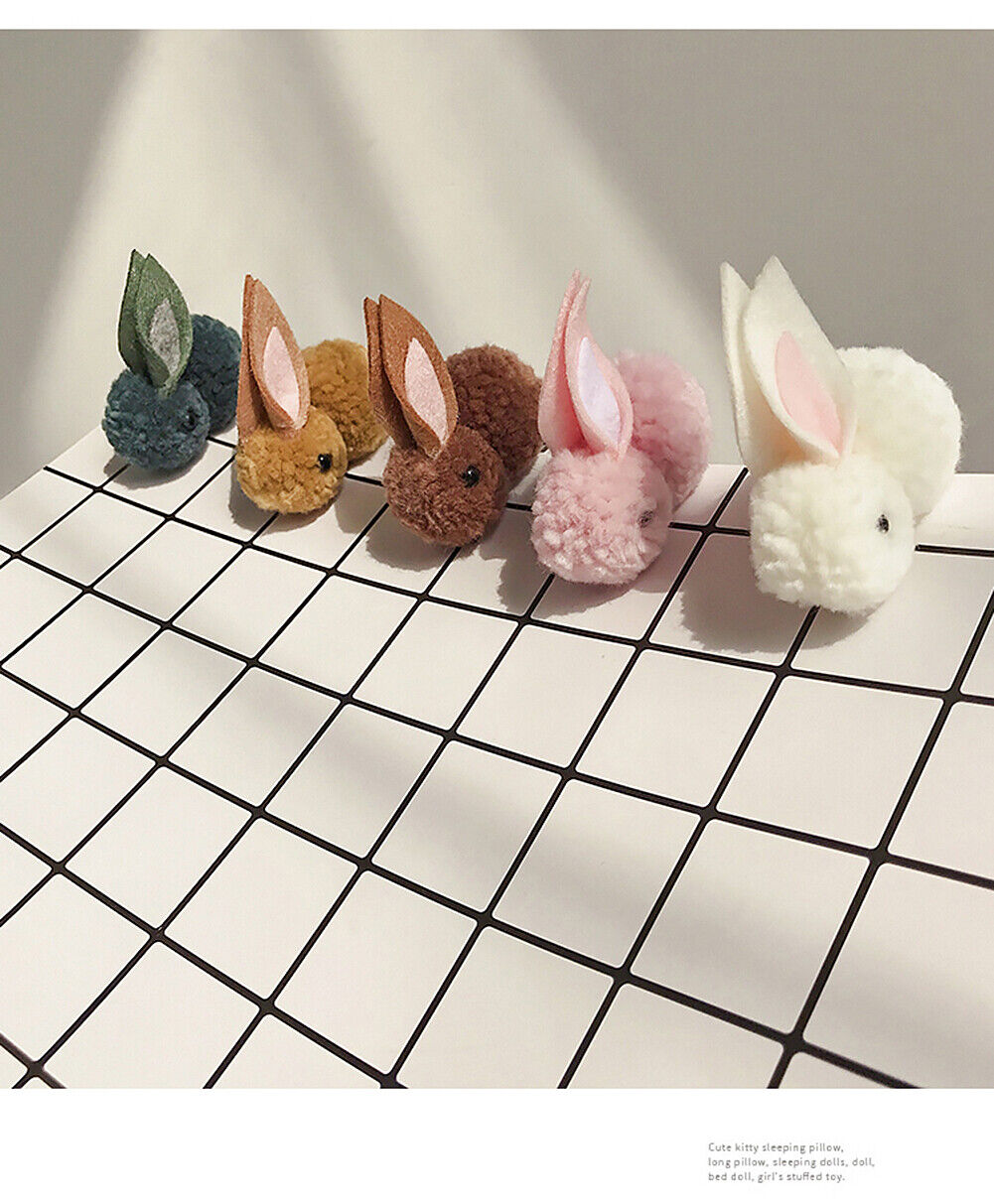 US Pompom Ball Rabbit Hair Rope Tie Ponytail Holder + Hair Clip Girl Gift Set