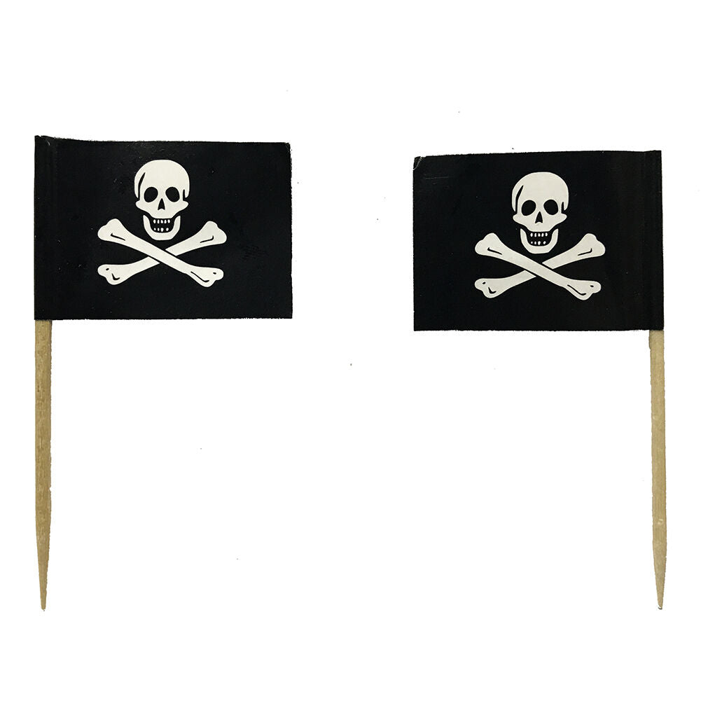 100-200 PCS Pirate Flag Cocktail Pick Cheese Snack Party Toothpicks Halloween