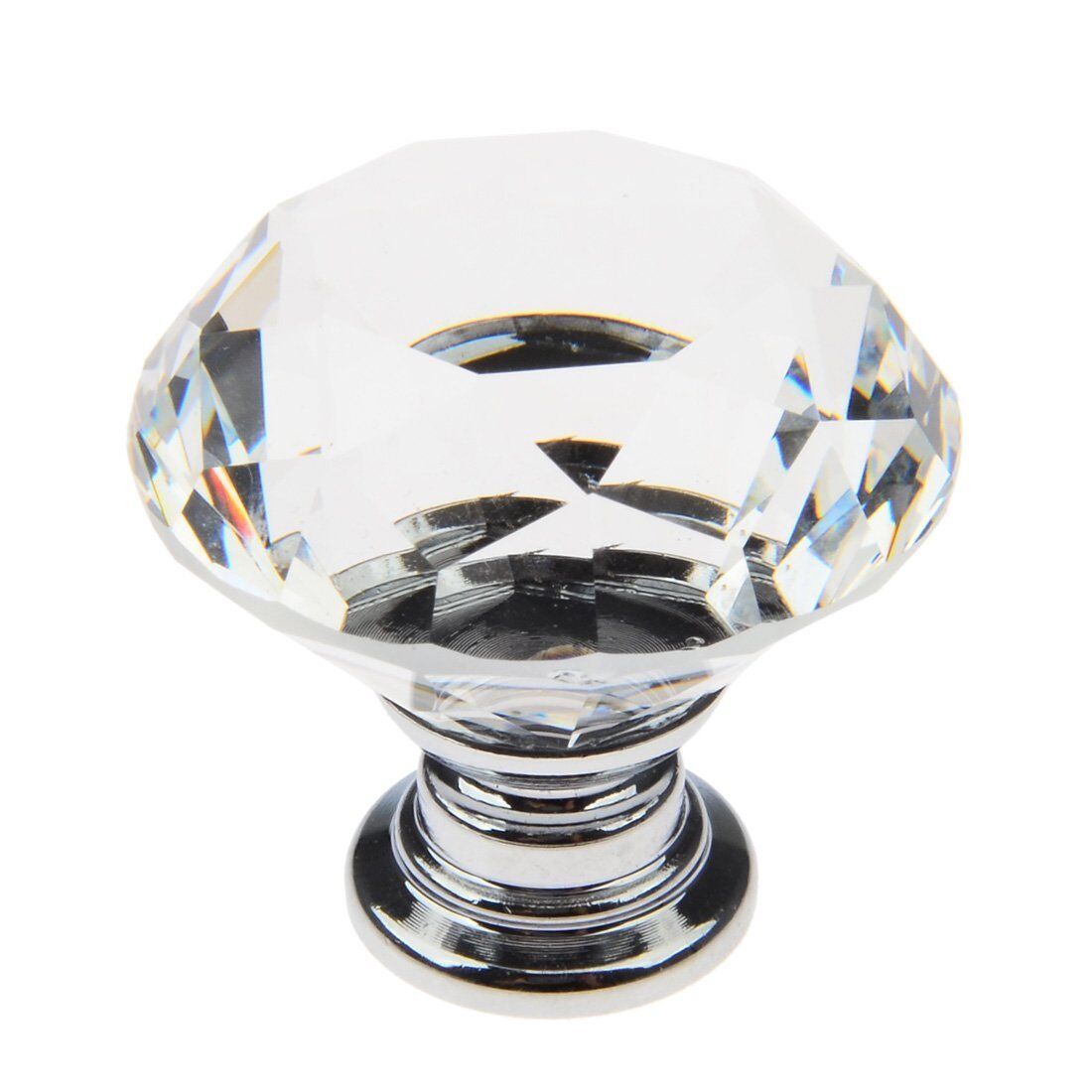 10Pcs Crystal Glass Cabinet Knob Diamond Shape 30mm Drawer Cupboard Handle Pull