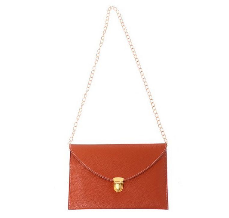 Fashion Leather Envelope Clutch with Drop-in Chain Shoulder Strap