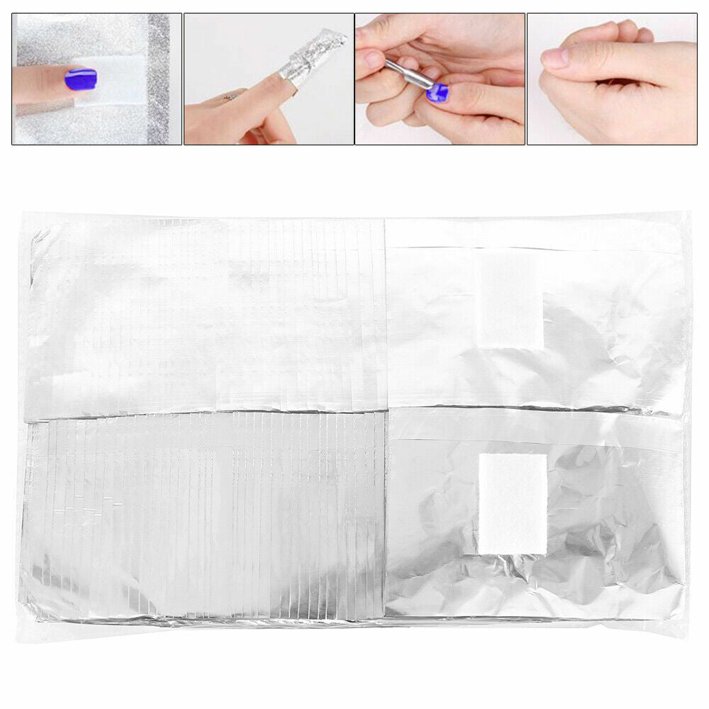 US 100-500Pcs Aluminium Foil Nail Wraps Art Soak Off Gel Polish Remover Cleaner