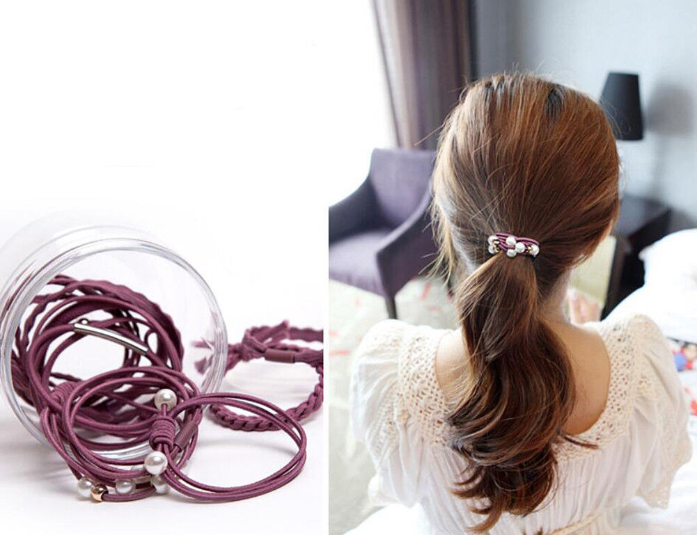 12Pcs/Set Korean Womens Elastic Ponytail Holder Rope Hair Tie Ring Hairband Band