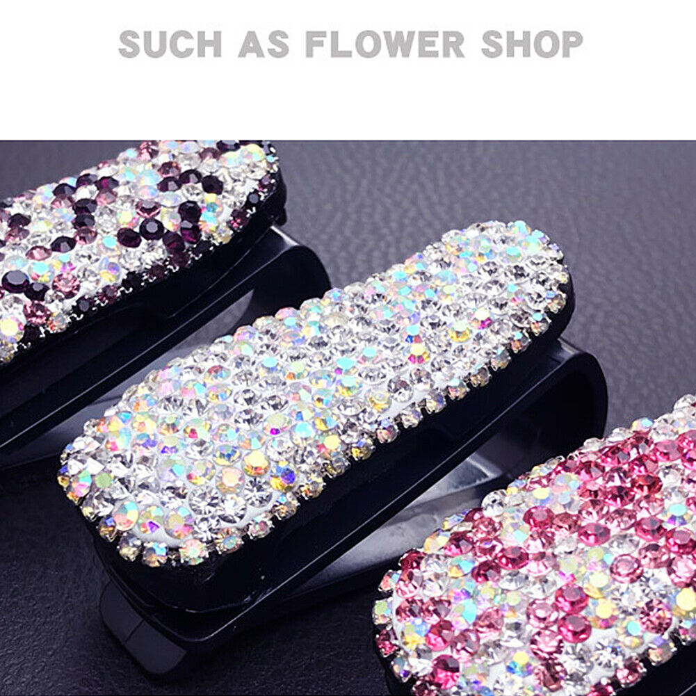 US 3 Pack Rhinestone Universal Car Glasses Sunglasses Eyeglass Visor Holder Clip