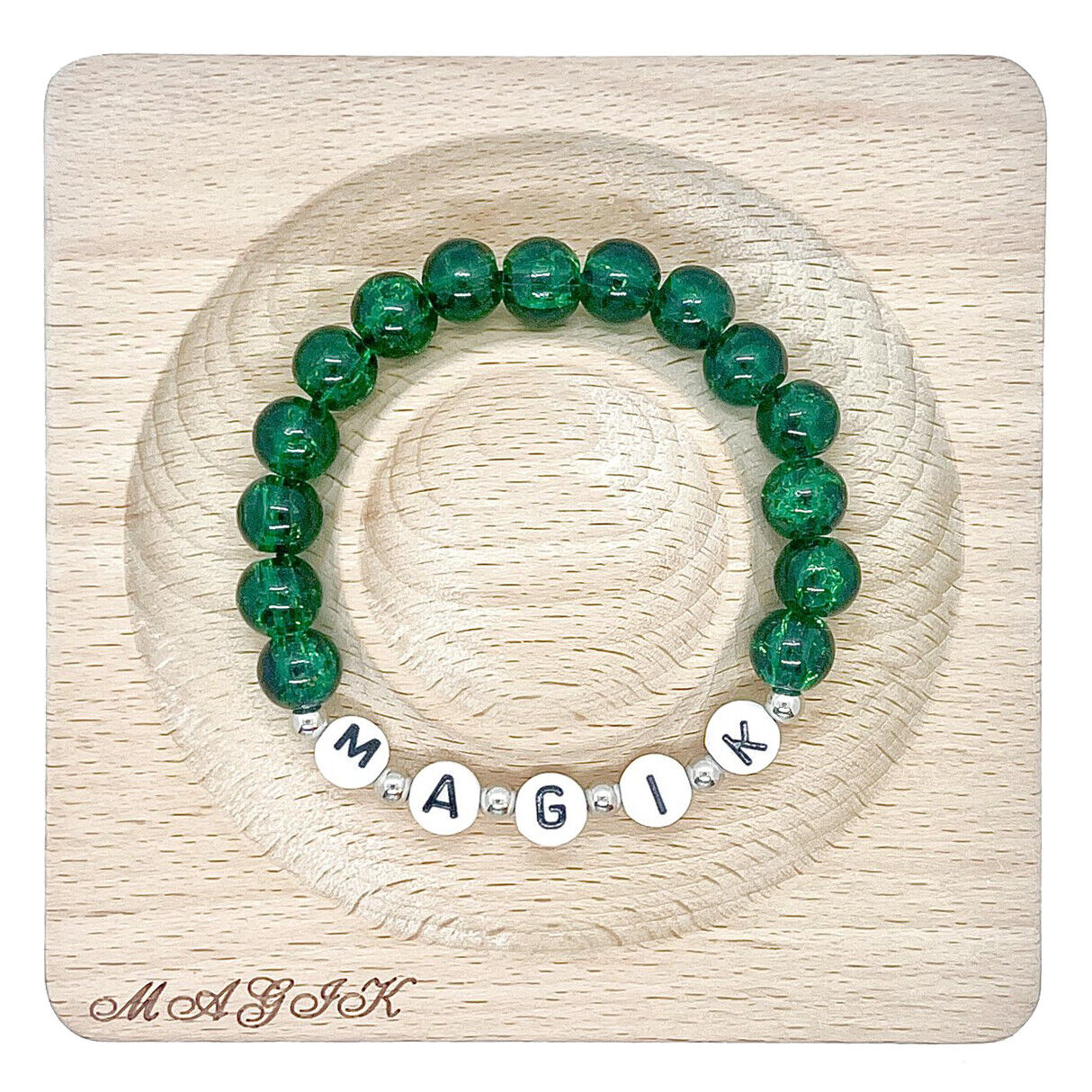 Magik Custom Personalized Name Mama Bracelet Crackle Lampwork Glass Beads Gift
