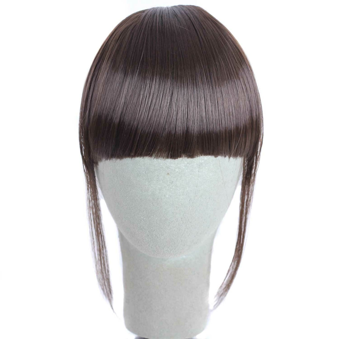 US Clip in on Thin Neat Bangs Human Hair Front Fringe Hair Extensions Hairpiece