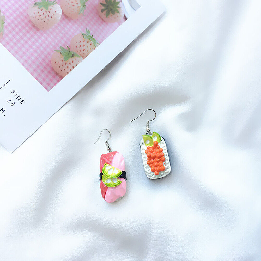 US Kawaii Sushi Sashimi Nigiri Food Salmon Fish Roes Earrings Miniature Gifts