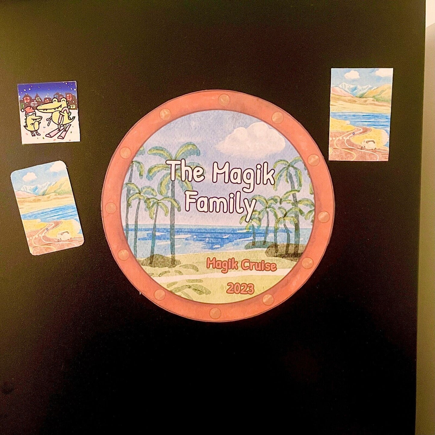 US Custom Cruise Ship Magnet Stateroom Door 8" Beach Sea Tree Watercolor Style