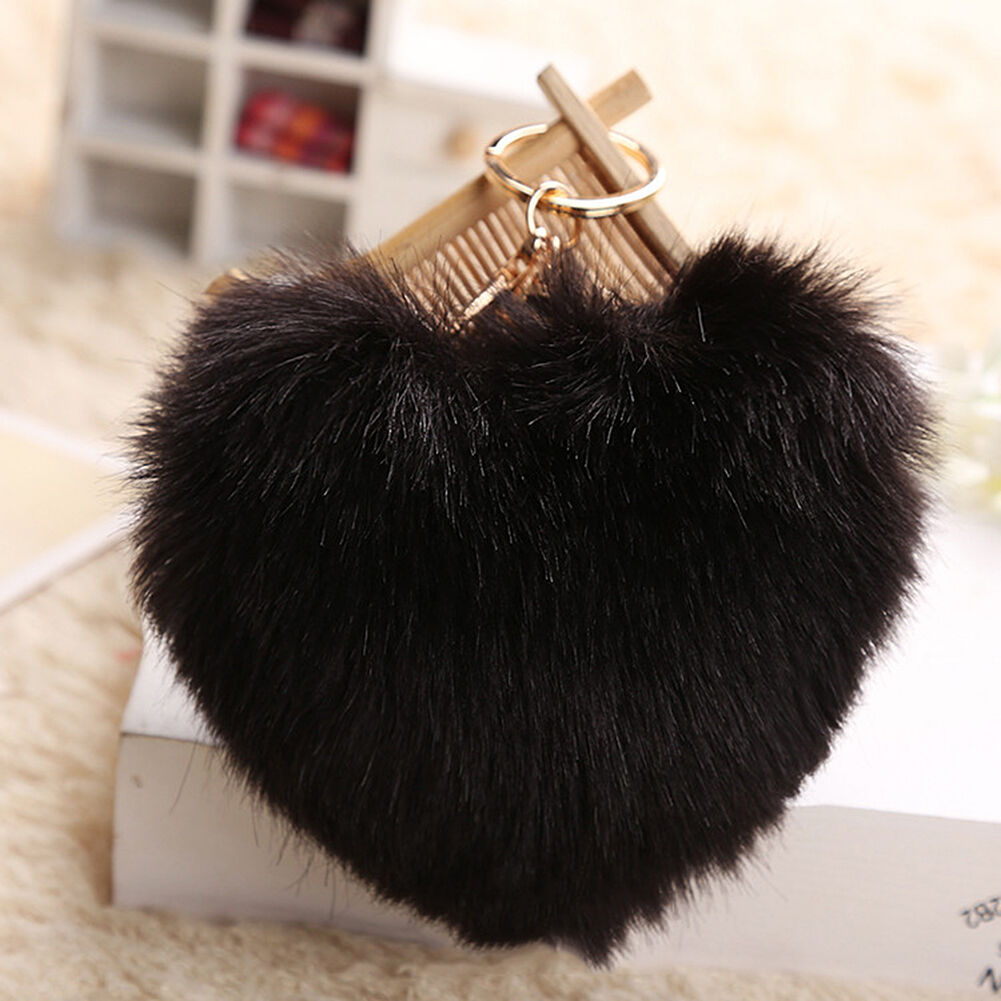 Bunny Rabbit Doll Heart Pom Phone Car Pendant Handbag Key Chain Ring Fine