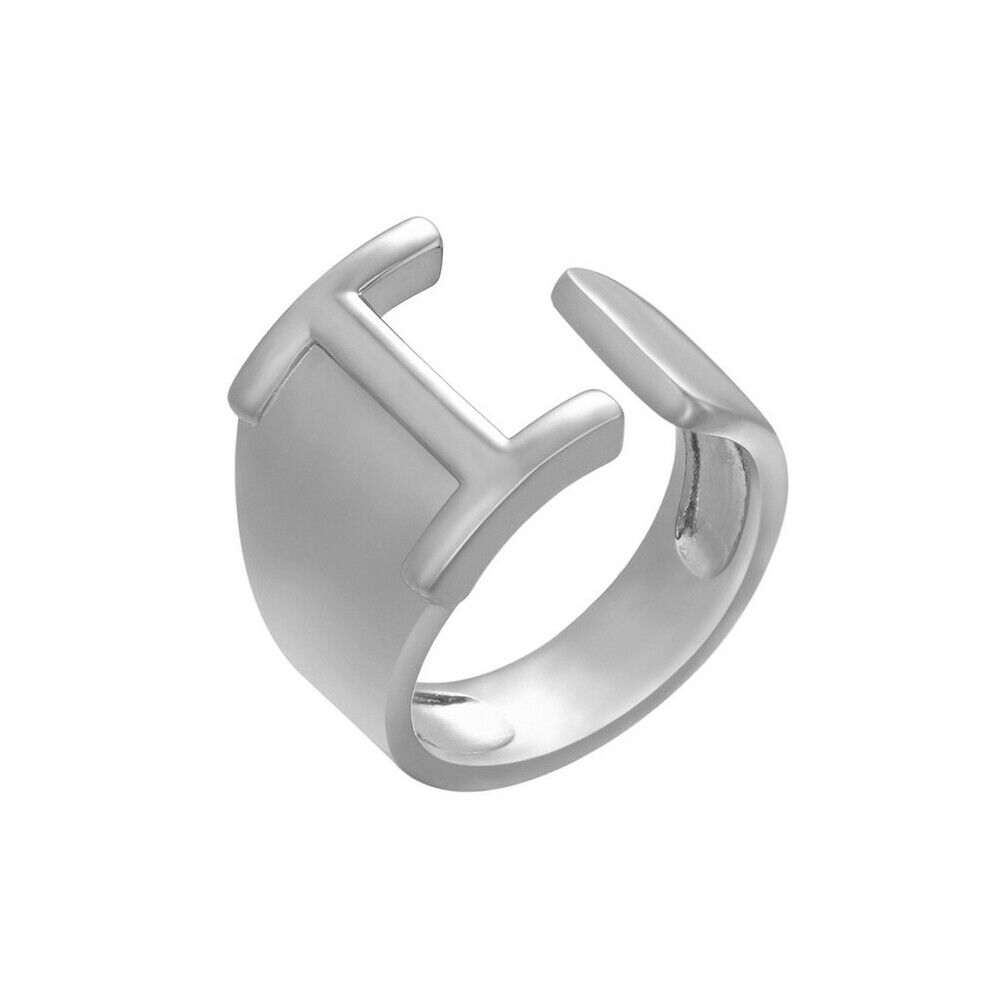 US Alphabet Letter A to Z Resizable Knuckle Ring Initial Gold Silver Letter Ring
