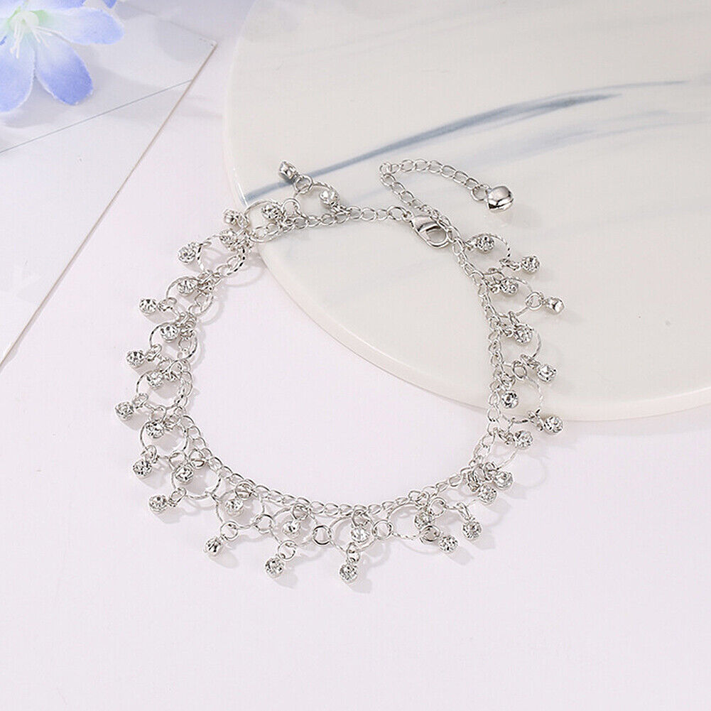 US Women Daisy Butterfly Infinite Rhinestone Crystal Anklet Ankle Bracelet Chain