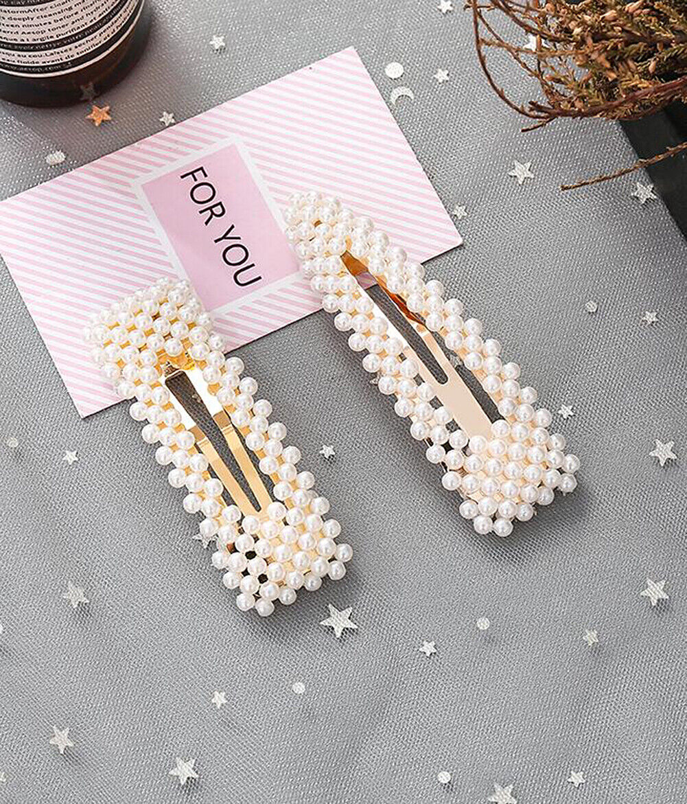 US 10-20Pcs Pearl Hair Clip Barrettes Women Girl Bobby Barrette Hairpins Vintage