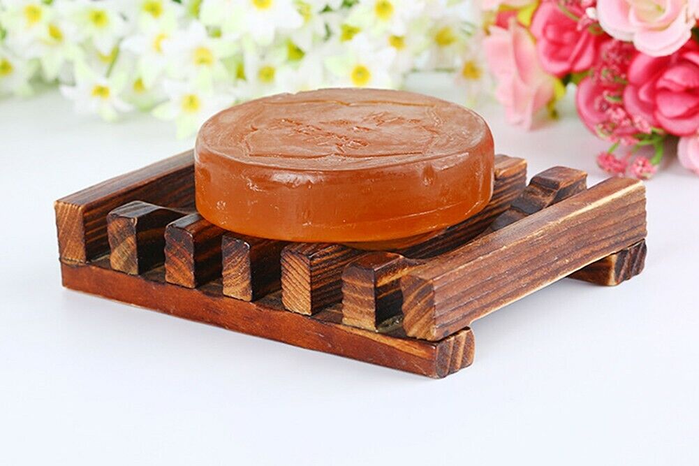 US 4-8 Pack Wooden Bamboo Soap Holder Dish Tray Multi Use Storage Case Container