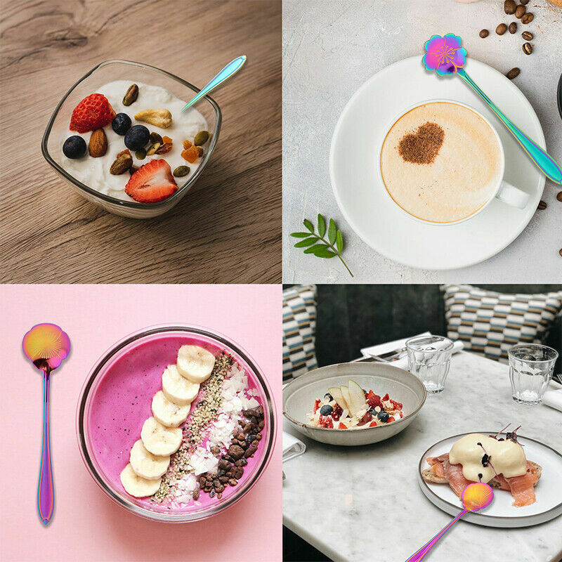 8 Pack Magik Floral Stainless Steel Tableware Creative Flower Coffee Spoon Set