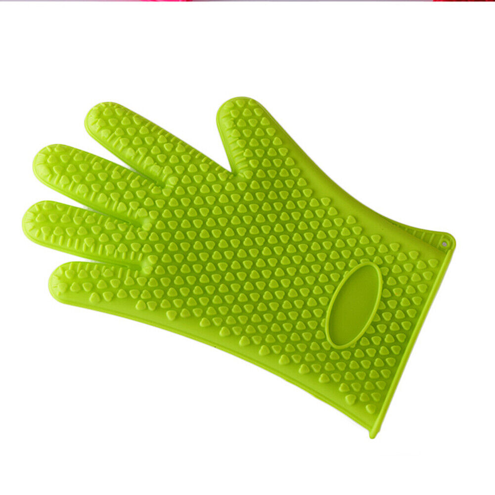 US Silicone BBQ Heat Resistant Gloves Grill Pot Holder Cooking Grip Oven Mitts