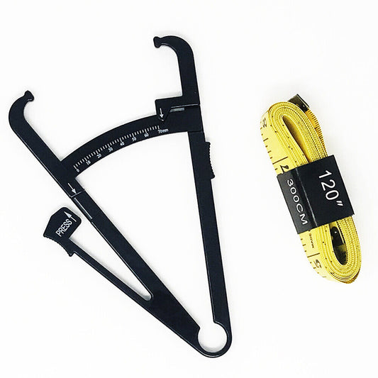 US Set of 2 Personal Body Fat Tester Caliper Accurate Measure w/ 120'' Body Tape