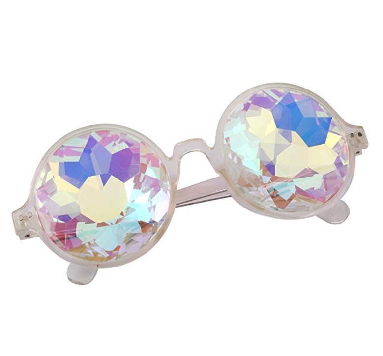 Festival Party Rave Kaleidoscope Rainbow Round Glasses Diffraction Crystal Lens