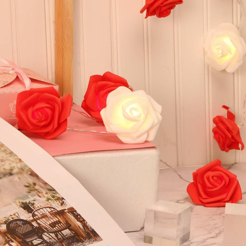 9.84 Ft 20 LED Rose Flower Lights String Battery Operated Wedding Home Party US