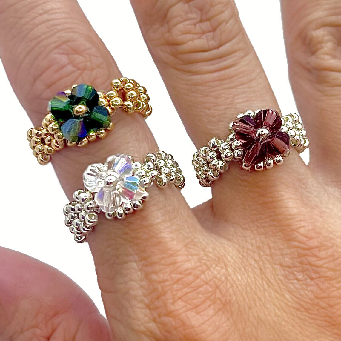 Magik Custom Flower 3D 4-Petal Flower Floral Luxury Ring Women Girl Holiday Gift