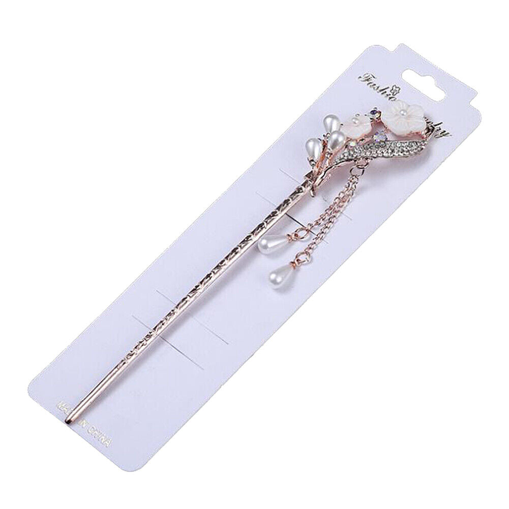 US Vintage Chinese Style Rhinestone Hair Chopsticks Stick Hairpin Chignon Pin