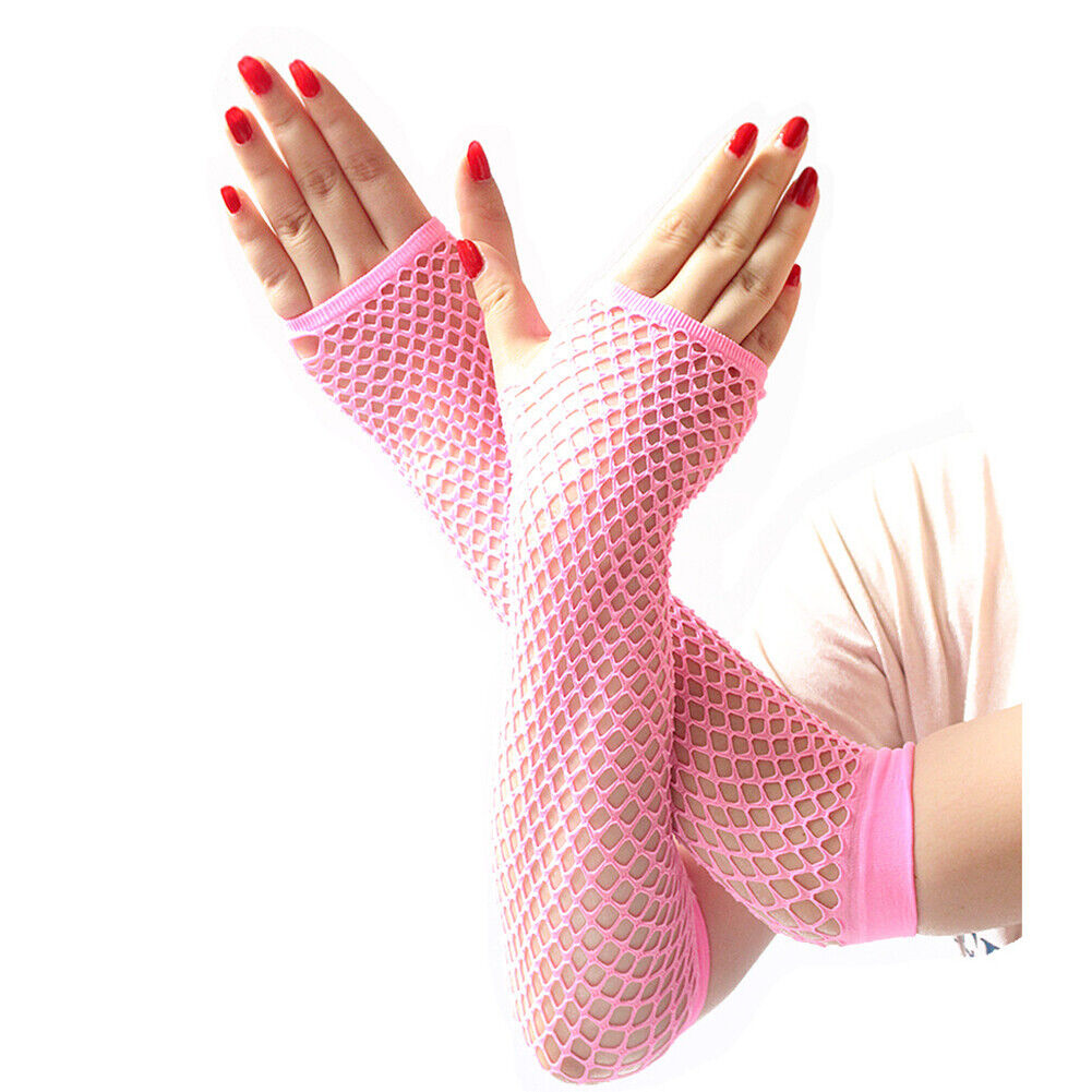 US Half Arm Length Women Fishnet Gloves Fingerless Steampunk Club Costume