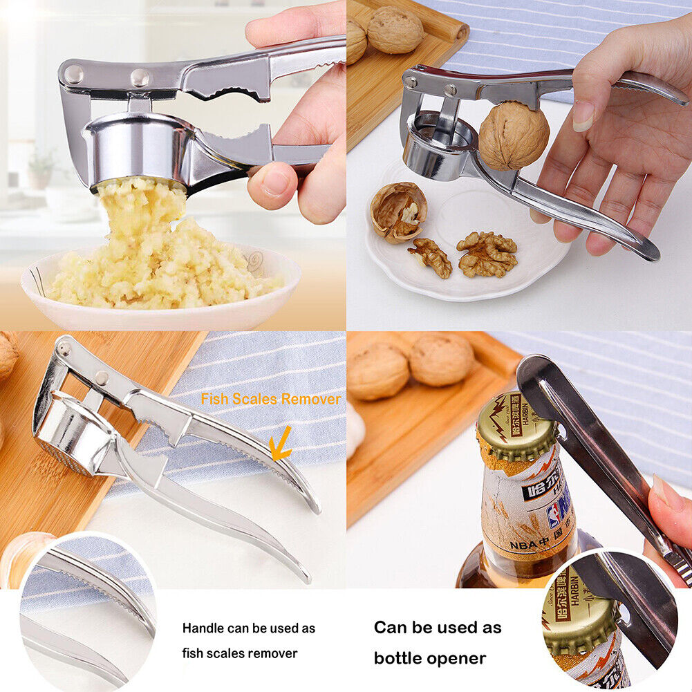 USA 4-in-1 Garlic Ginger Walnut Press Crusher Mincer Chop Squeeze Bottle Opener