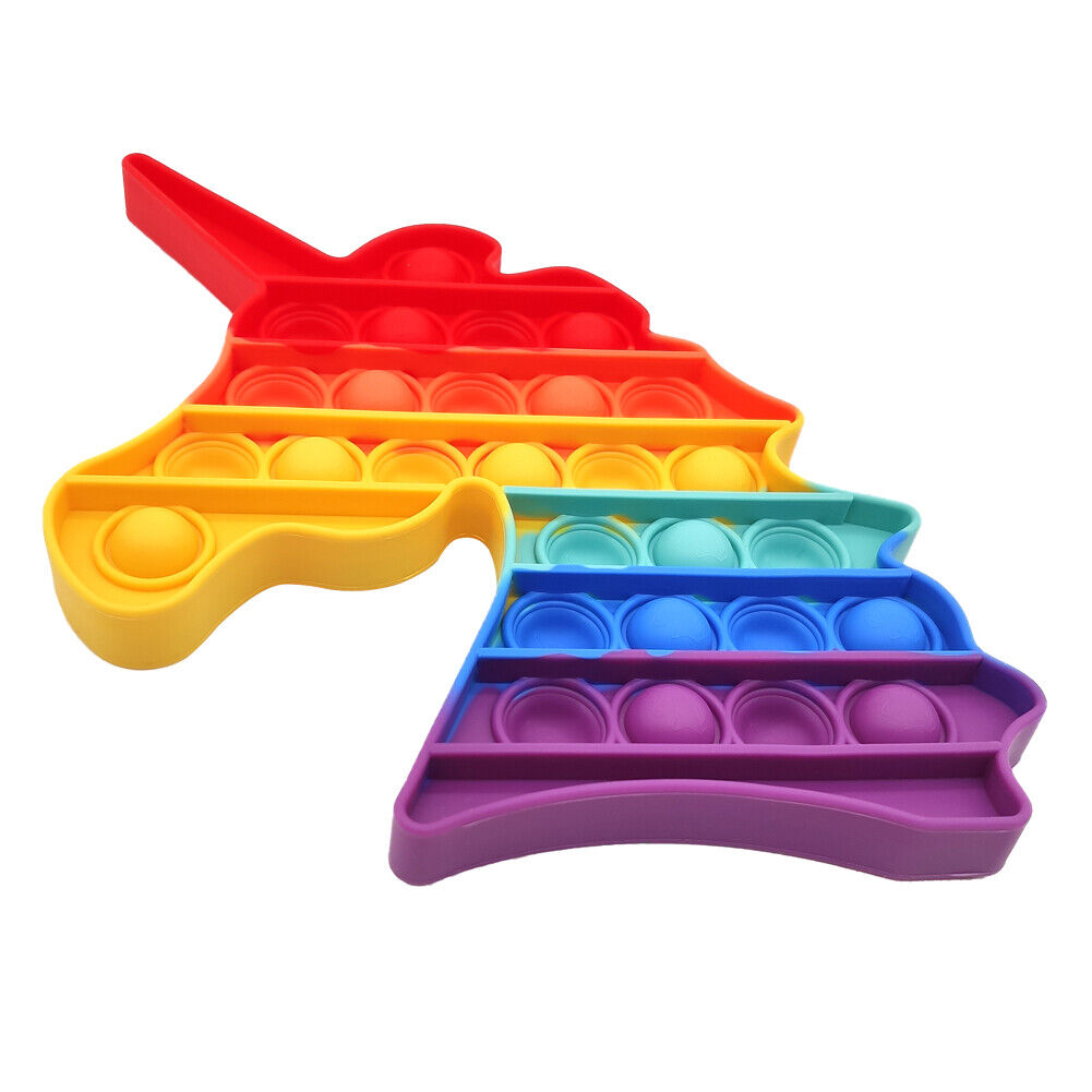 US Push Pop Bubble Silicone Sensory Fidget Rainbow Toy Autism Stress Relief Game