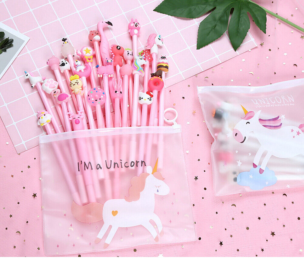 US 20pcs/lot Cute Office School Accessories 0.5mm Pen Gel Pens + Organizer Bag