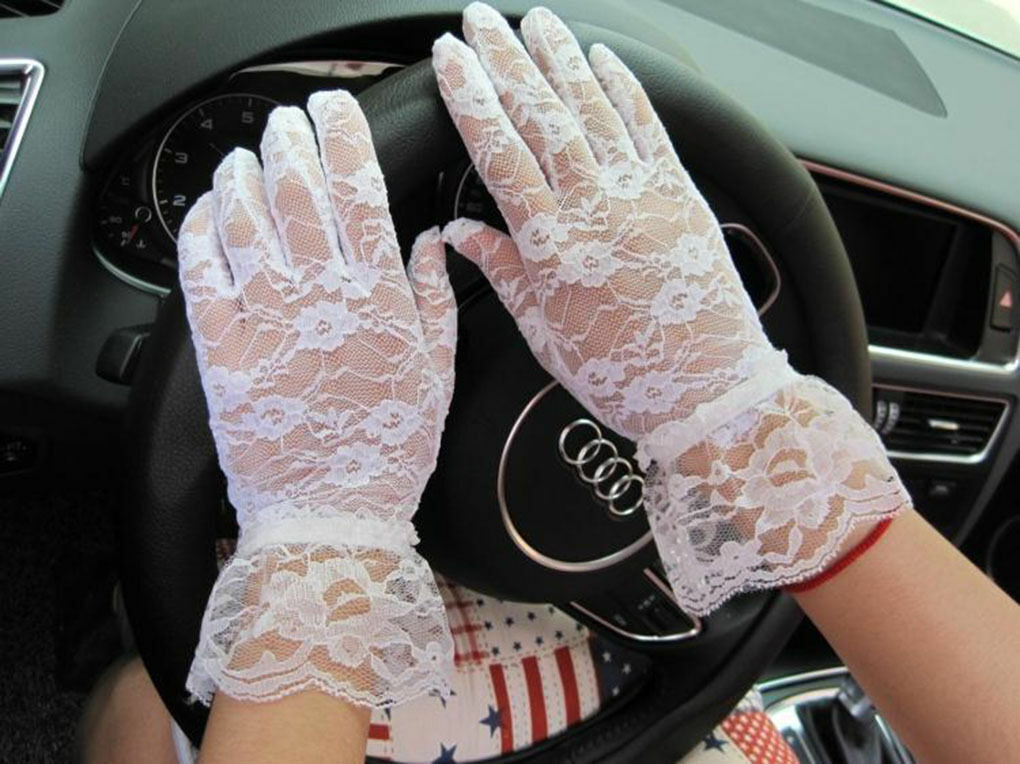 US 1-2 Pairs Sexy Lace Wrist Length Gloves w/ Ruffle Bride Wedding Prom Anti UV