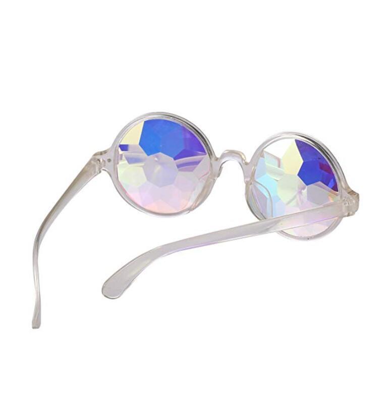 Festival Party Rave Kaleidoscope Rainbow Round Glasses Diffraction Crystal Lens