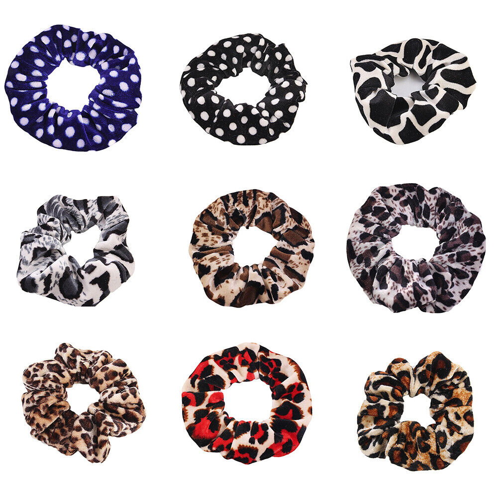 30-60 Leopard Hair Scrunchies Gold Velvet Elastics Bands Ties Scrunchy Ties Rope