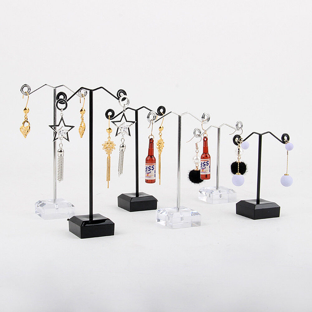 US 3 Pcs Alloy Earrings Display T-Shape Stand Showcase Jewelry Organizer Holder