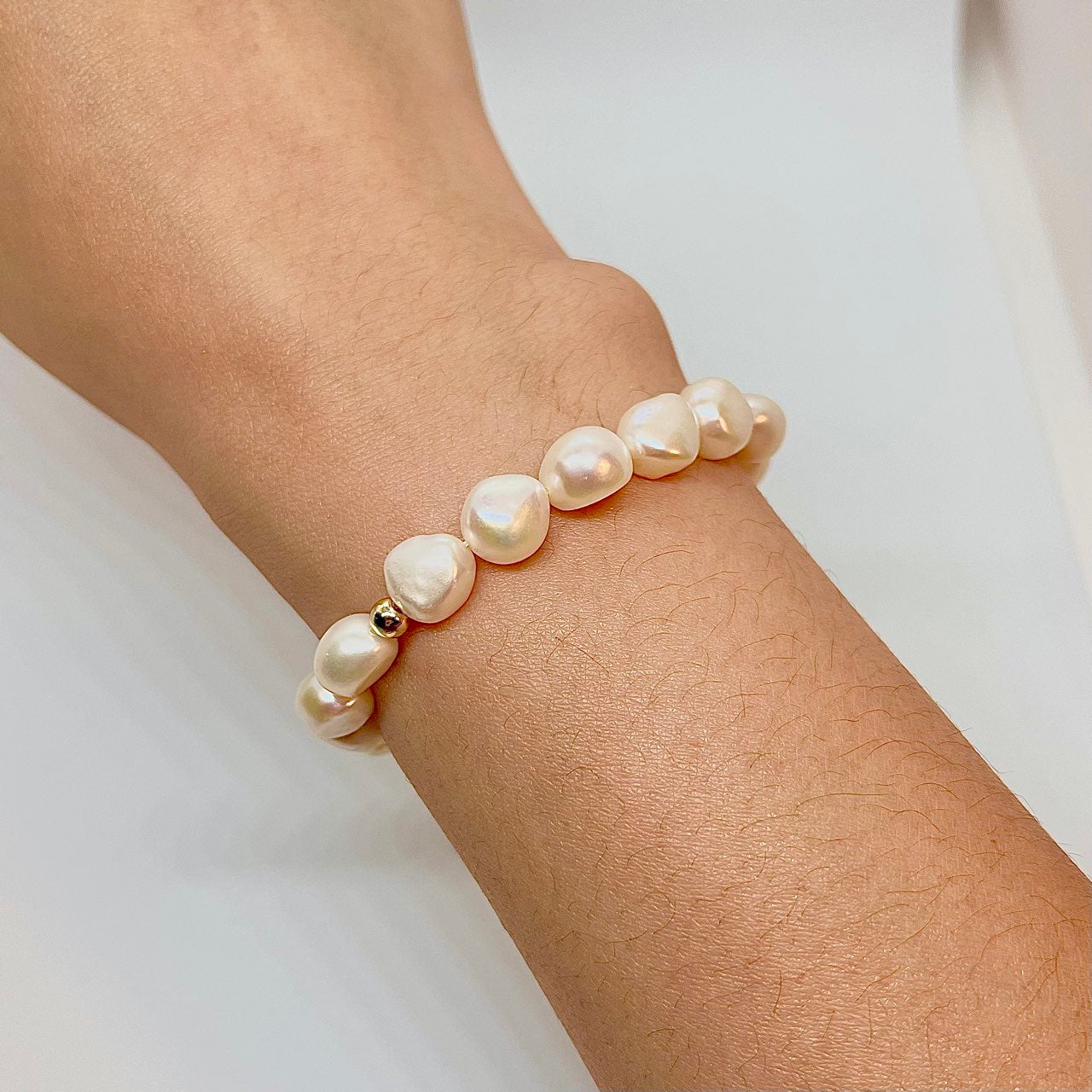 Magik Custom Personalized Cultured Freshwater Baroque Pearl Stretch Elastic Bracelet Gift for Women Girls