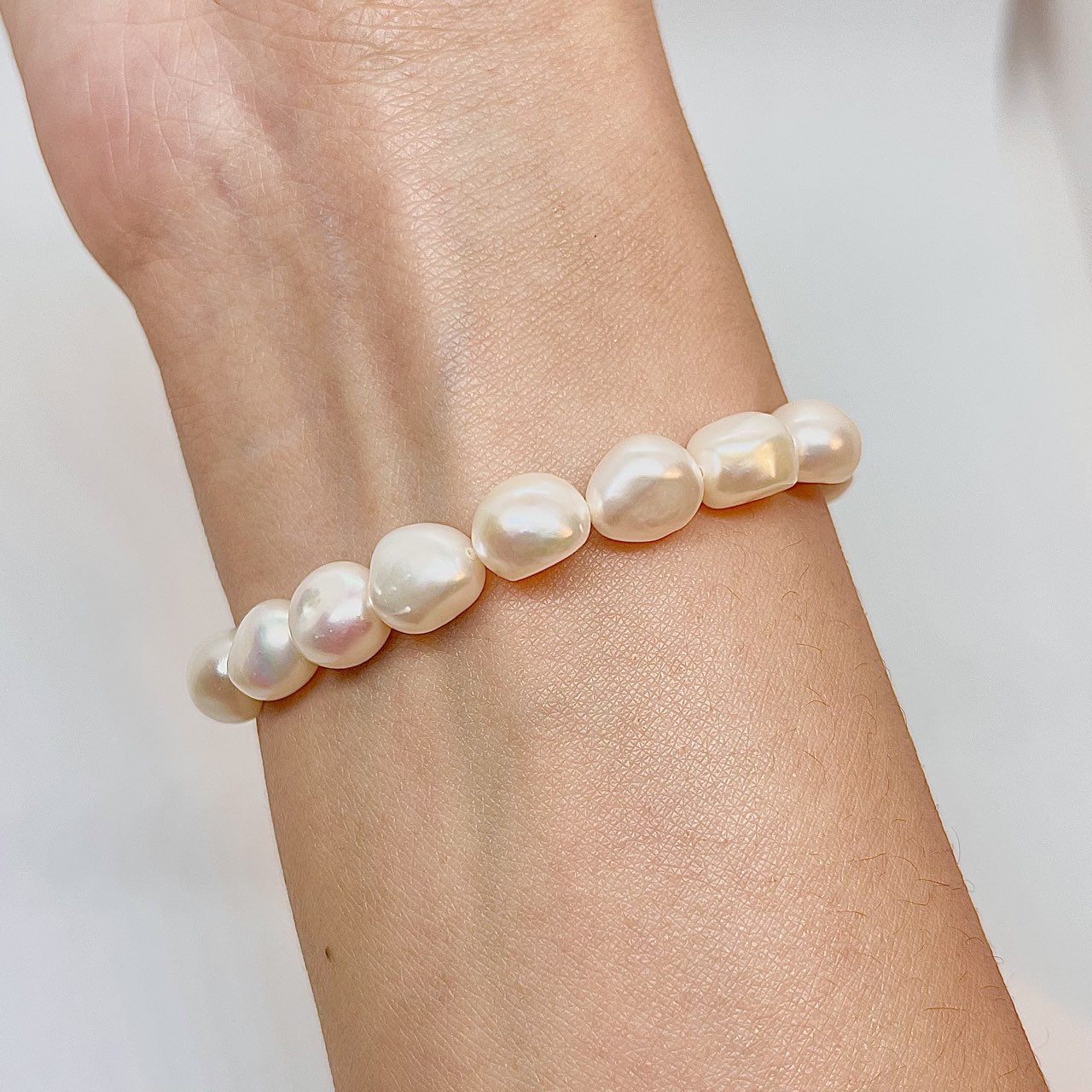 Magik Custom Personalized Cultured Freshwater Baroque Pearl Stretch Elastic Bracelet Gift for Women Girls