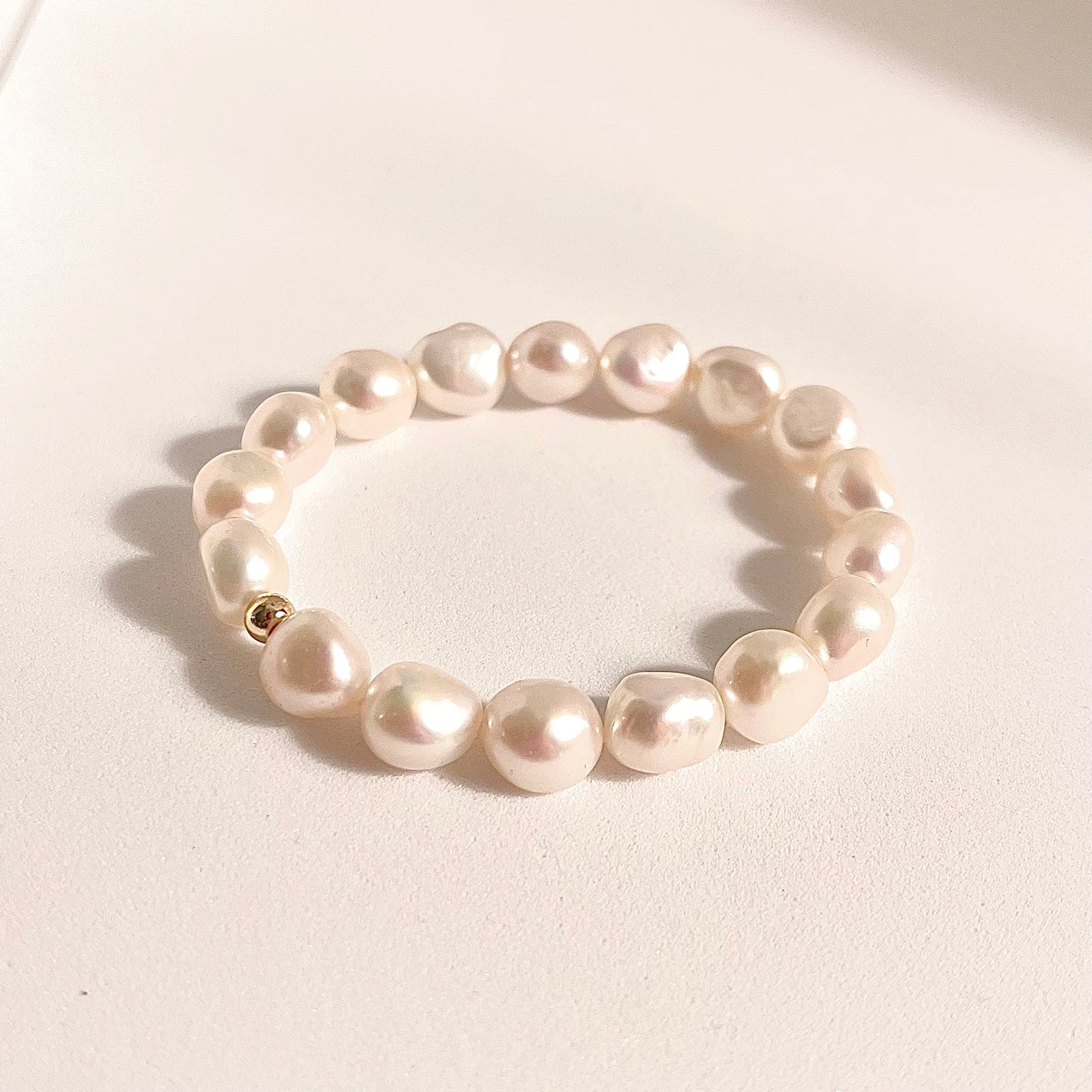 Magik Custom Personalized Cultured Freshwater Baroque Pearl Stretch Elastic Bracelet Gift for Women Girls