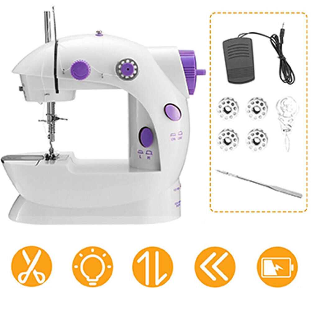 US Portable Mini Desktop Electric Sewing Machine Hand Held Household Tailor 2 Sp