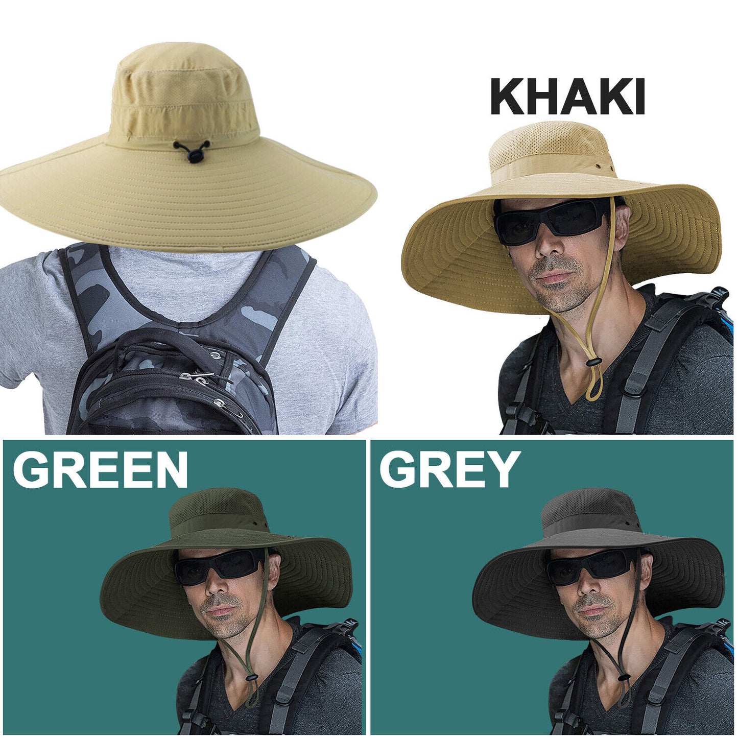 US 1~2 Pack Wide Brim Foldable & Adjustable Bucket Sunhat All Seasons Waterproof