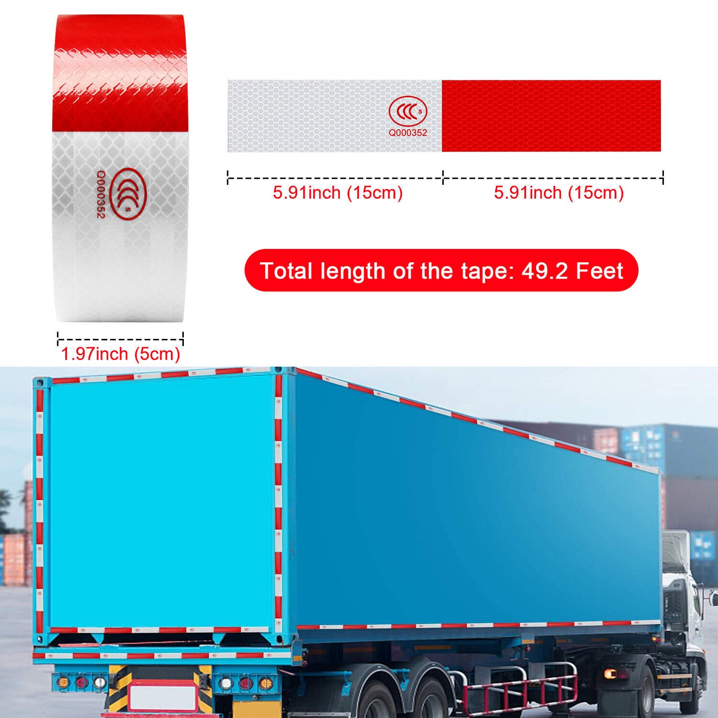 US Reflective Safety Tape Waterproof Red White Trailer Truck Conspicuity Warning