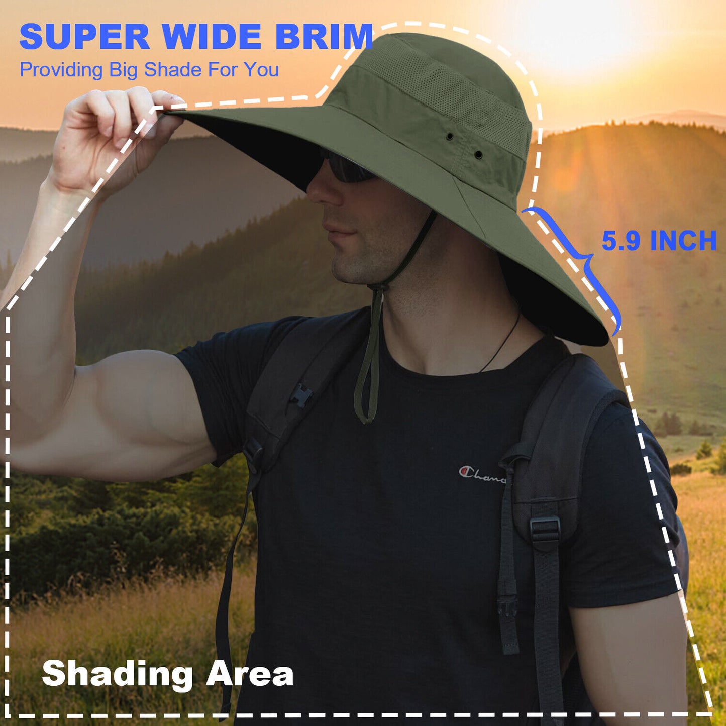 US 1~2 Pack Wide Brim Foldable & Adjustable Bucket Sunhat All Seasons Waterproof