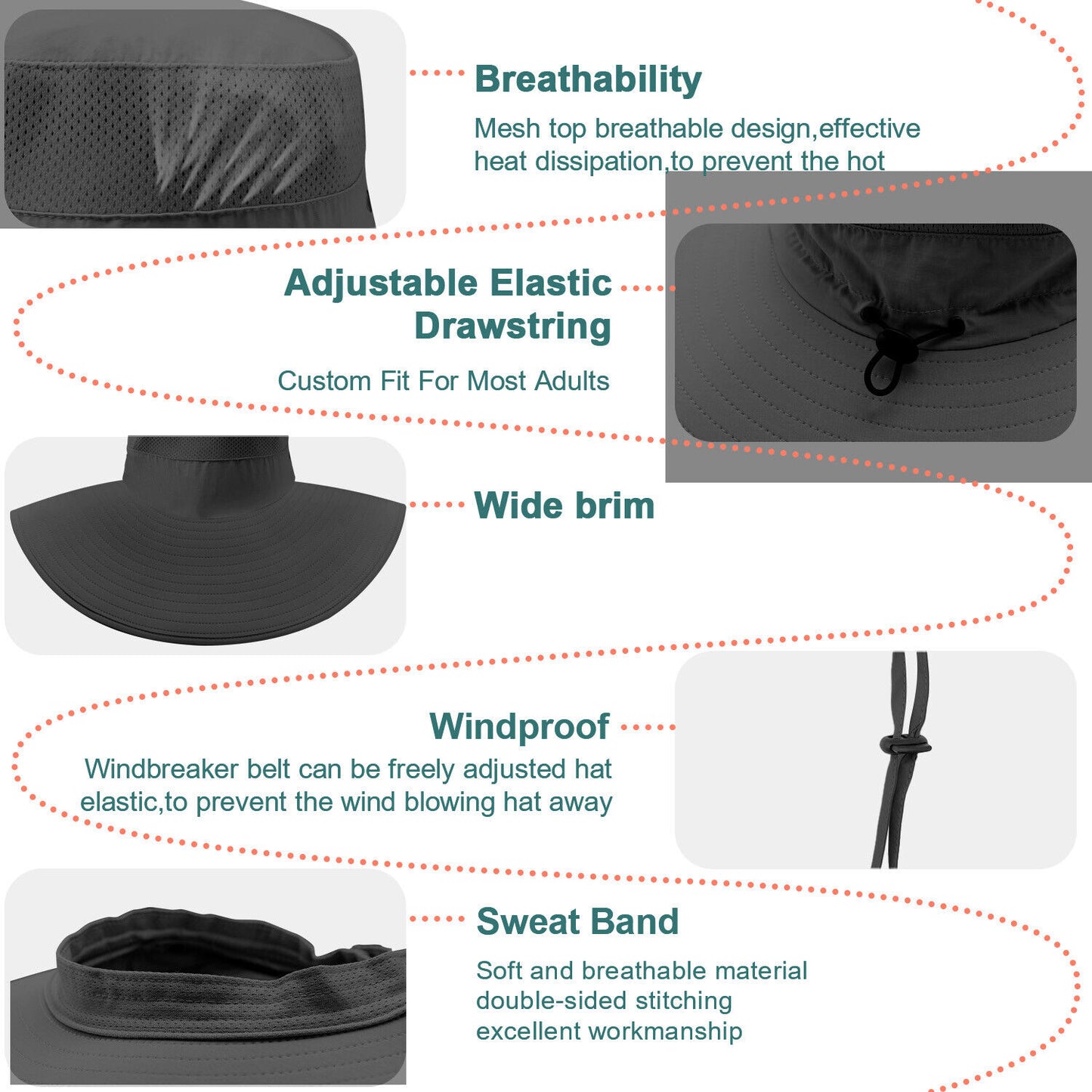 US 1~2 Pack Wide Brim Foldable & Adjustable Bucket Sunhat All Seasons Waterproof