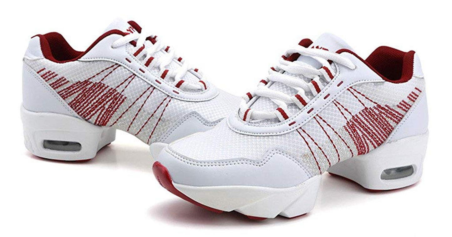 Womens Mesh Soft Sole Lace-up Lining Dance Sneaker