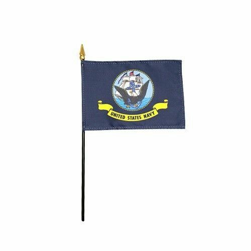 2 United States Navy 4"x6" Miniature Desk & Table Flags Includes 2 Flag Stands