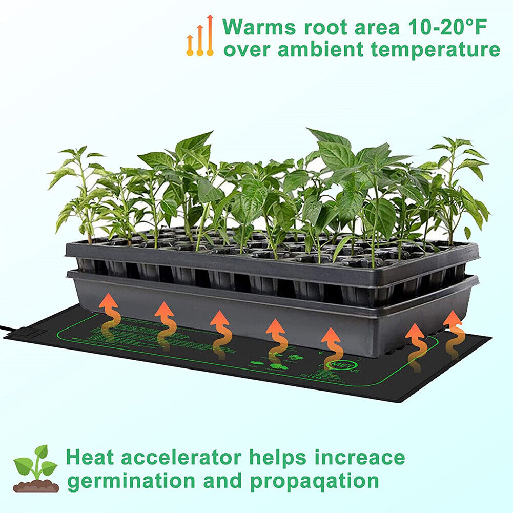 US 2 Pack Seeding Heat Mat 10"x20" Warm Hydroponic Plant Germination Starting Pa