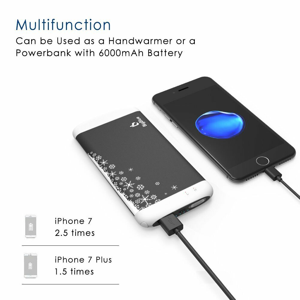Rechargeable 3-in-1 6000mAh Hand Warmer with Emergency Light for Winter Sports